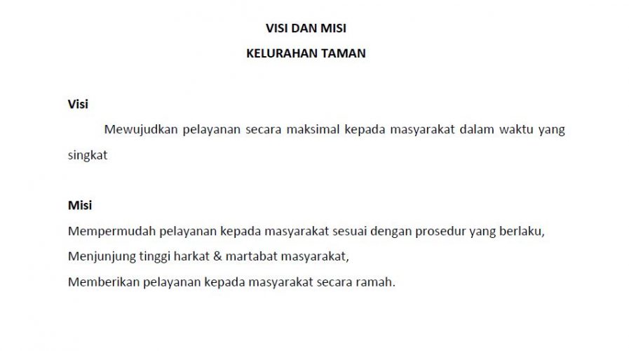 Visi Misi Kelurahan Taman